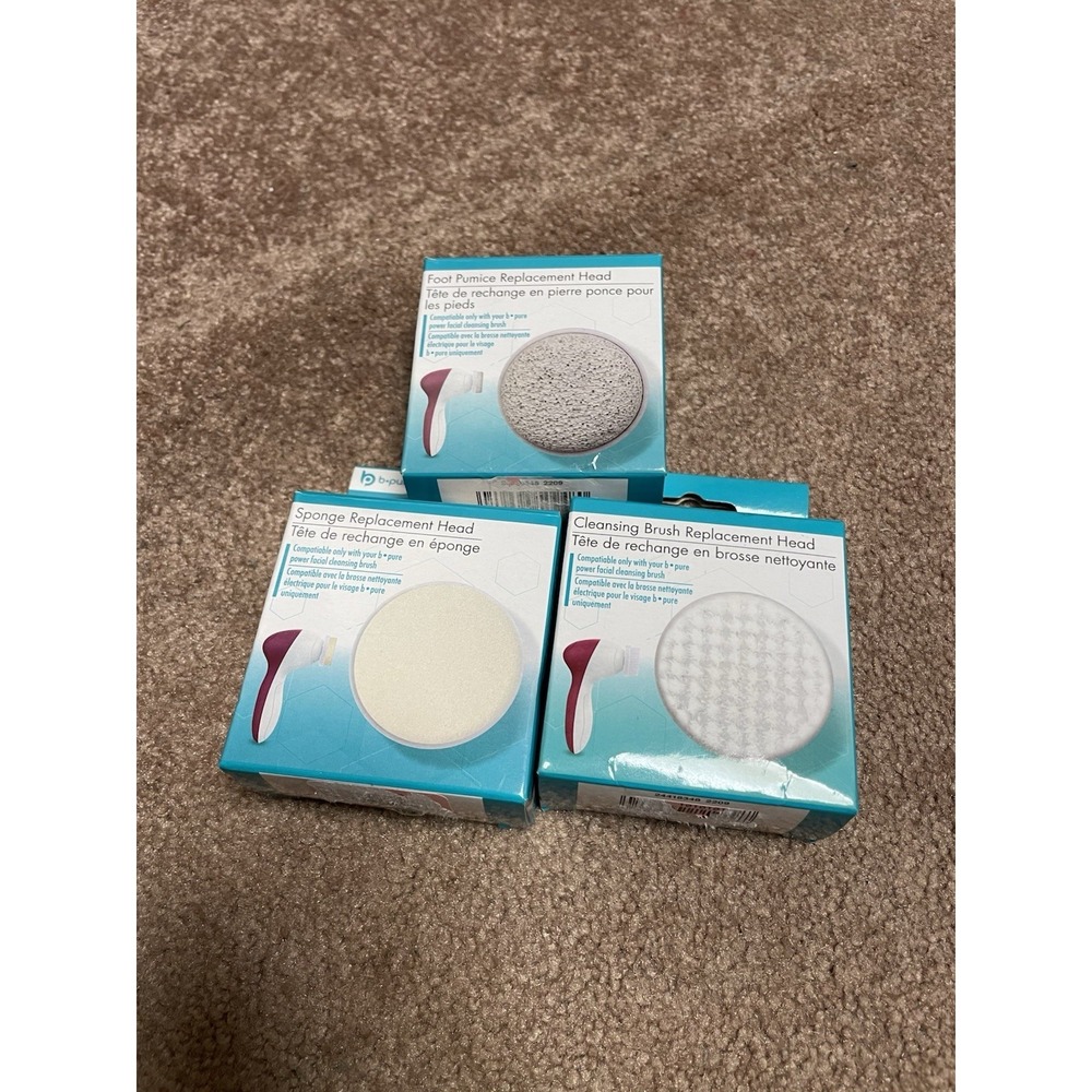 b·pure Power Facial Cleansing Brushes Replacement Brush Heads 3 Heads NIB